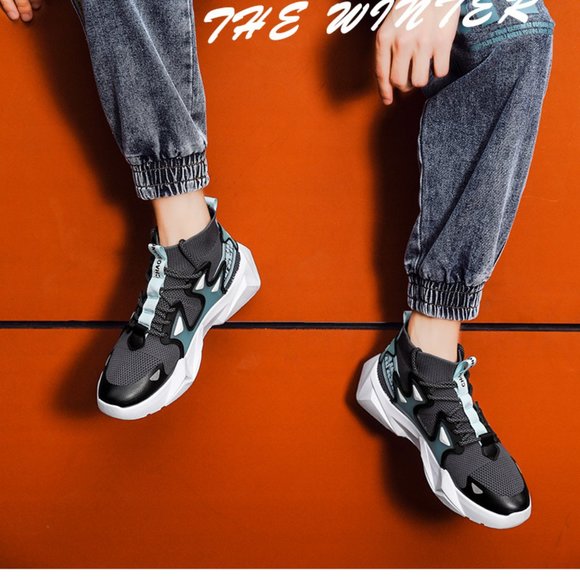 Green High Sock Shoes Men Casual High Top